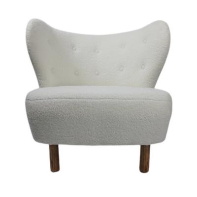 China Hot Sale Modern Luxury White Soft Sofa Armchair Lambswool Accent Chair Comfortable For Living Room for sale