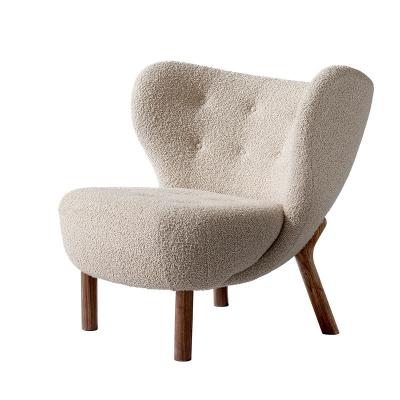 China MINK Soft Comfortable Furniture Leg Velvet Sheepskin Living Room Armchair Modern Solid Wood White Chair for sale