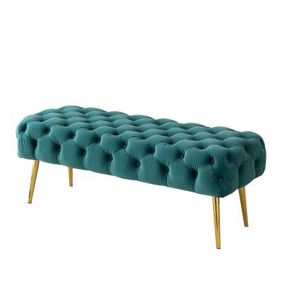 China Bedroom Modern European Bedside Sofa Button Pull Style VISON Velvet Stool Nordic Stool Bench for sale