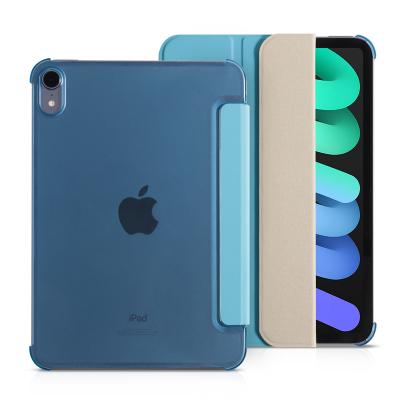 China Fanshion Hotsales Single Triple Translucency PC Case PU Cover Auto Wake Up Tablet Case for ipad mini 6 for sale