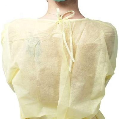 China Disposable protective yellow long gown, non-wearing outdoor pp woven, 20gsm, one-time use, wholesale for sale