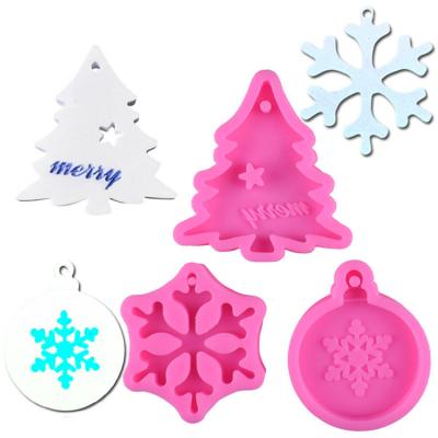 China Viable Handmade DIY Baking Tools for Christmas Theme Cake Decoration 3D Snowflake Silicone Fondant Cookie Press Fondant Molds for sale