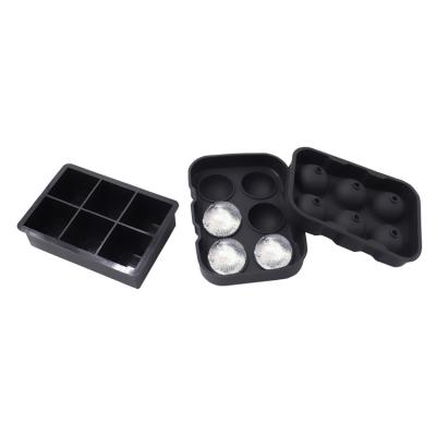 China Sustainable Silicone Ball And Square Ice Cube Trays With Lids Easy Tray Mold Ice Maker Silicone Ice Cube for sale