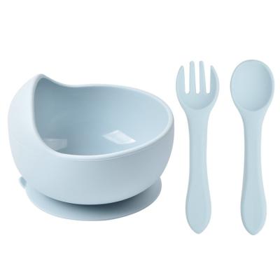 China Casual Silicone Non Slip Bowl Baby Bowls Toddler First Feeding Suction Bowls With Spoon And Fork for sale