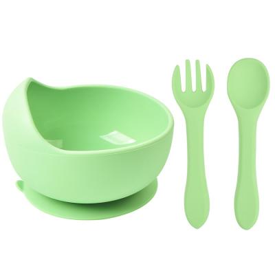 China Modern New Listing Bowl And Spoon Set Silicone Baby Feeding Tableware For Kids for sale