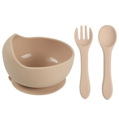 China New Design Modern Non-Slip Silicone Baby Bowl Feeding Dish Set Suction With Spoon for sale