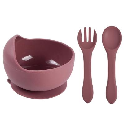 China Modern Hot Selling Bowl And Spoon Set Silicone Baby Feeding Tableware Modern For Kids for sale