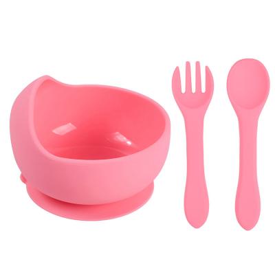 China Modern Promotion Set Silicon Bib And Food Cup Feeding With Spoon Suction Silicone Baby Bowl for sale