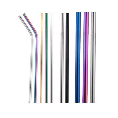 China 8MM Drinking Straws Food Grade 304 Metal Stainless Steel Flexible Sustainable Reusable Straws With Cleaning Brushes for sale