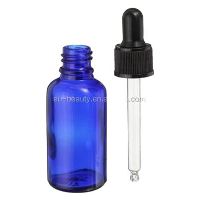 China Glass Bottle 30ml Cosmetic Blue Liquid Aromatherapy Essential Oil Pipettes for sale