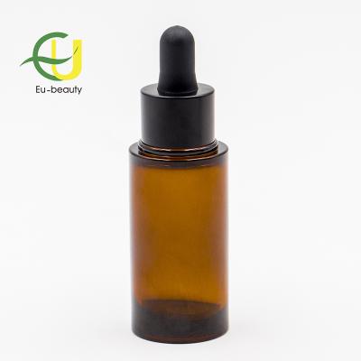 China Custom 20ml cosmetic printing amber plastic petg cosmetic dropper bottle for sale