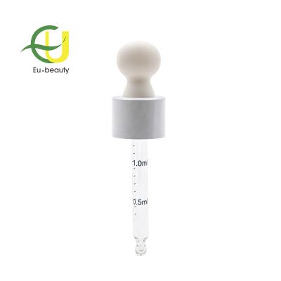 China Non Spill Oval White Silicone Bulb Glass Dropper White Cap for sale