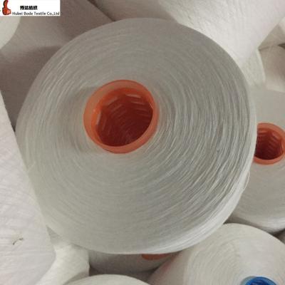 China Anti-bacteria high quality 100% polyester spun yarn /60/3 ring bright spun raw white virgin polyester yarn/AA grade yarn for sale