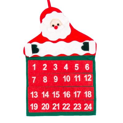 China Kerst Santa Claus Felt Hanging Felt Countdown de natale de navidad de Christamas decoration at the advent of Christmas calendar for sale