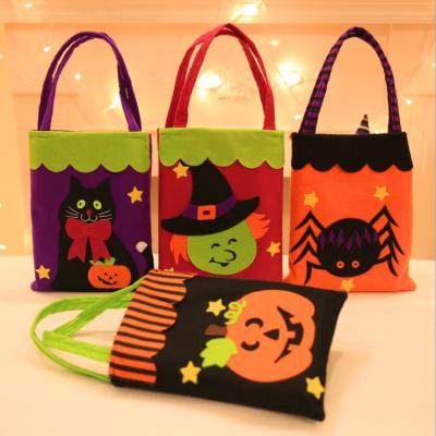 China Cute Felt Cat Pumpkin Shopping Tote Bags Halloween Gift Candy Bag Wholesale Trick or Treat Bag Handbag for Halloween Decoration for sale