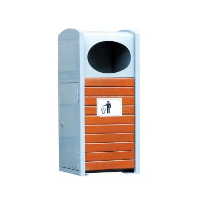 China Sustainable Public Wooden Decorative Waste Bin Trash Bin Garbage Bin for sale