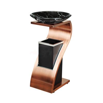 China Sustainable 5 Star Custom Multicolor Marble Standing Hotel Stainless Steel Public Trash Bin for sale