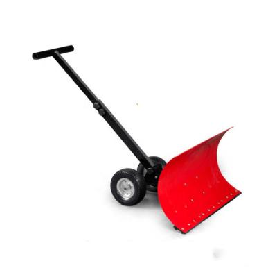 China Hotels 2 Wheels Heavy Duty Metal Pusher Premium Durable Energy Saving Snow Removal Tool Manual Shovel for sale