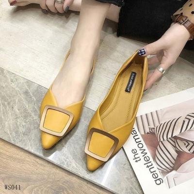 China Sanmao Flat High Quality Women's Flat Pump Shoes Large Size PU Leather Casual Women's Flats Flats Shoes for sale