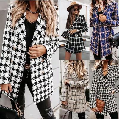 China Breathable Women Fall Print Mid Length Jacket Women Fashion Coat for sale