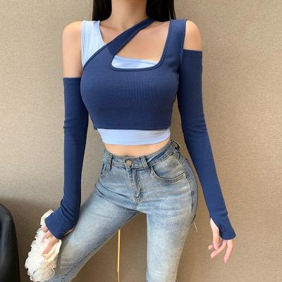 China Anti-pilling 2021 New Fashion Women Fall Camisole 2 Piece Set Casual Long Sleeve Crop Tops for sale