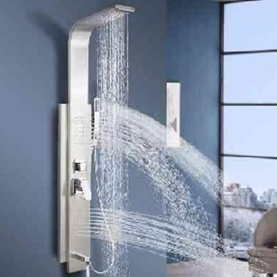 China With Slide Bar Wholesale Promotion Water Heater Shower Panel 304 Stainless Steel Electric Waterfall Shower Panel With Thermostatic for sale