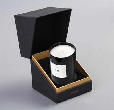 China Luxury Custom Square Empty Matte Black Rigid Paper Packaging Recyclable Printing Candle Gift Box With Lid Insert For Candles for sale