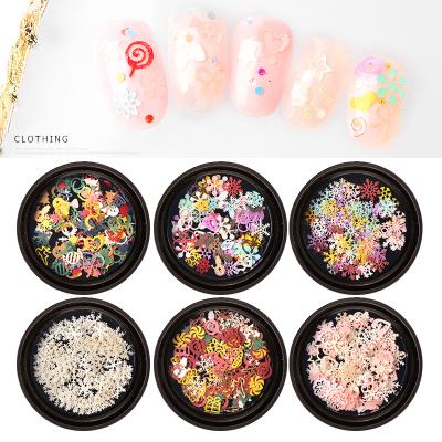 China Charm 3d Nail Decals 1 Box Christmas Nail Art Sequins Mixed Snowman Snowflakes 3d Ultra Thin Colored Wood Pulp Cuts Nail Slices Decorations for sale