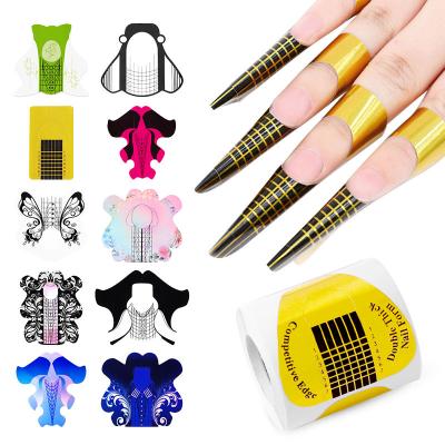 China 100Pcs/Roll French Poly Nail Form Acrylic Nail Tips Extension Stencil Guide Stickers Gel Eco Friendly Professional Extension Builder for sale