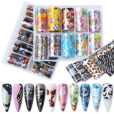 China Fashion and Charm 4X100cm Mixed Nail Art Flower Butterfly Snakeskin Cartoon Rabbit Transfer Paper Decals Nail Decorations for sale