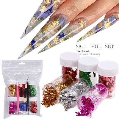 China Fashionable Foil Nail Foil Set With Tweezers Supplier Transfer Foil Sticker Irregular Silk Mix Colors 3D Gel UV Nail Art Decorations Kits for sale