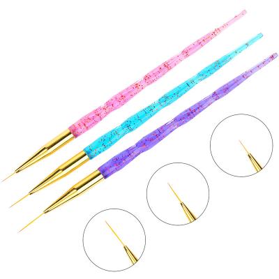 China 3Pcs/Set Nail Art Line Painting Brushes Sequins Crystal Acrylic Handle Thin Liner Nail Gel UV Manicure Tools for sale