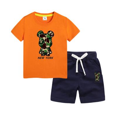 China Fade Proof Sleeve Cartoon Print T-shirt Baby Kids Boys Girls Sports Casual Color Shorts Sports Wear Shorts Kids Summer Clothing Set of advice for sale