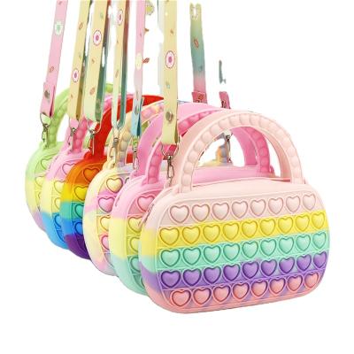 China Relieve stress new design make up shoulder bag love bubble restless person toy decompression puzzle silicone diagonal shoulder bag for sale