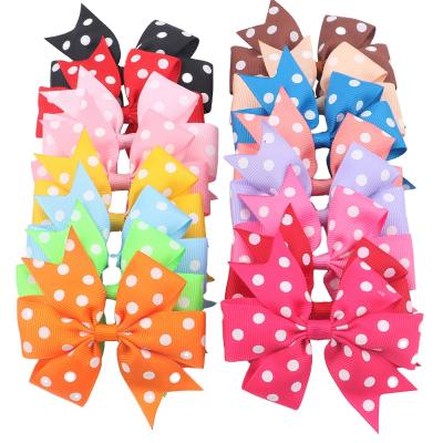 China European and American Style Wholesale Polka Dot Grosgrain Ribbon Hair Bows Baby Hairbow with Clip for Hair Accessories for sale