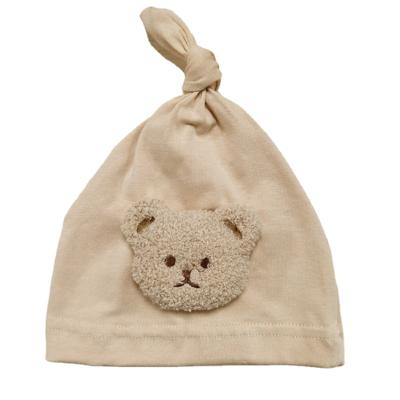 China New Comfotable Ins Style Spring Hat And Tire Cotton Autumn Cartoon Cute Newborn Bear Cotton Nordic Windproof Baby Hat for sale