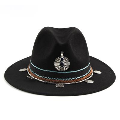 China Factory retro plush top hat jazz felted hat wholesale ethnic wool felt hat for sale