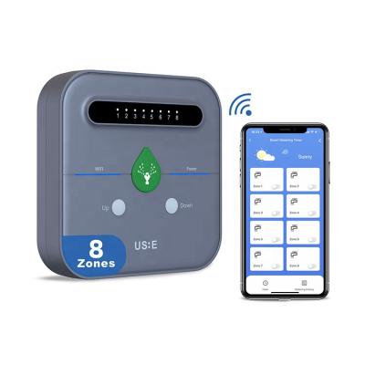 China Alexa Voice Control Smart Simultaneous System Time WiFi Sprinkler Remote Watering Timing Controller Garden 8 Zones Irrigation for sale