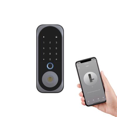 China Cheap Doorbell Tuya Smart WIFI Biometric Fingerprint Door Lock With Password IC Card APP Key 5 Unlock Ways for sale