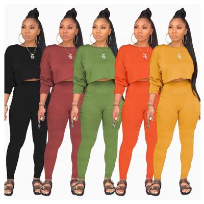 China Anti-Wrinkle Anti-Wrinkle Candy Color Fashion Autumn Casual Long Sleeve Pants Set Two Piece Women Clothing for sale