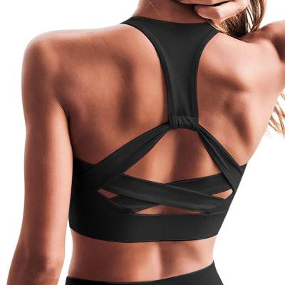 China Summer Breathable Push Up Sports Bra Sports Bra Women's Running Sports Yoga Hollow Single Fitness Workout for sale