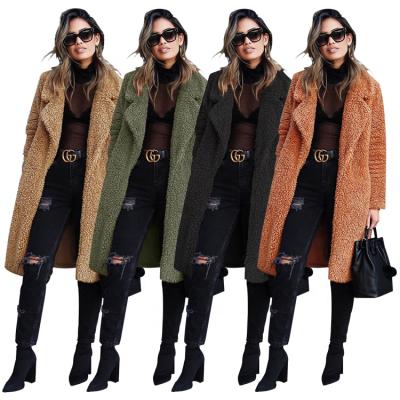 China Anti Wrinkle Anti-Wrinkle Ladies Fashion Casual Elegant Plush Winter Overcoat Long Sleeve Thick Warm Coat For Women for sale