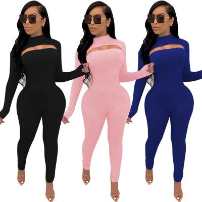 China Anti-Wrinkle Bodycon Long Sleeve Anti-Wrinkle Fashion Teams Sexy Rompers Womens Clothing Overalls Set Two Piece for sale