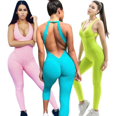 China Overall One-Piece Sports Breathable Breathable Sleeveless Sexy Backless Yoga Fitness Women Workout Overalls for sale