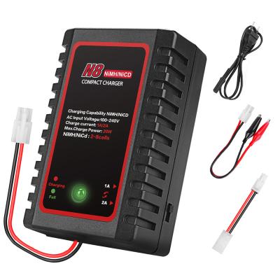 China Standard Battery NiMH Charger, AC 100-240V Output 20W 1A/2A Battery Chargers with Standard Tamiya Connector for 2-8S2.4-9.6V Drone RC Car for sale