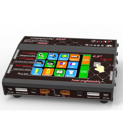 China HT206 AC/DC Battery DUO Touch 200W*2 20A*2 Lipo Battery Standard Balance Charger For Lilon/LiPo/LiFe/LiHV/Nicd/NiMh PB Battery for sale