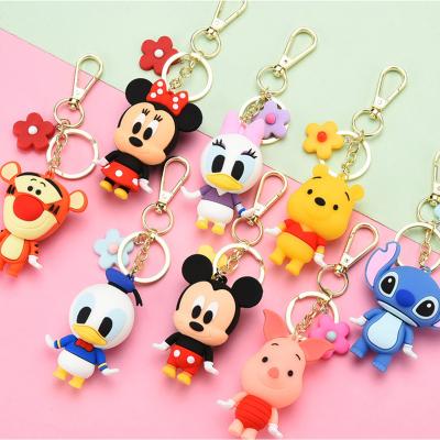 China Cute Key Chain Donald Duck Doll Key Rings Stitch Pooh Gift 3d Mickey Minnie Mouse Hot Sale Kawaii Cute Cartoon Character PVC Key Chain for sale