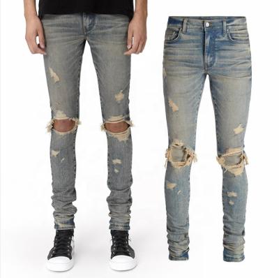 China Wholesale new style bulk oem new china pants men blue ripped private label jeans for sale