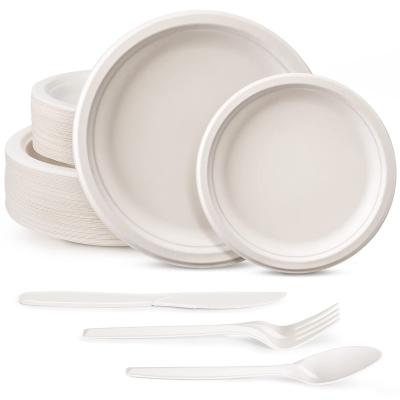 China High Quality Compostable Stocked Eco-Friendly Disposable Free Sample Biodegradable Paper Plate Eco-Friendly Sugarcane Bagasse Food Packaging Recycled Sugarcane Dish for sale