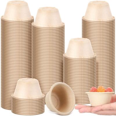 China Disposable Eco-Friendly Stocked Biodegradable Bagasse Natural Fiber Cups Disposable Food Sugarcane Small Cookie Biodegradable Compostable Ice Cream Cups Party Cup for sale